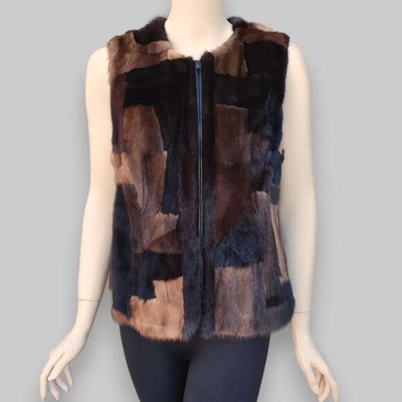 Multicolor Mink Sections Vest -Small/Medium